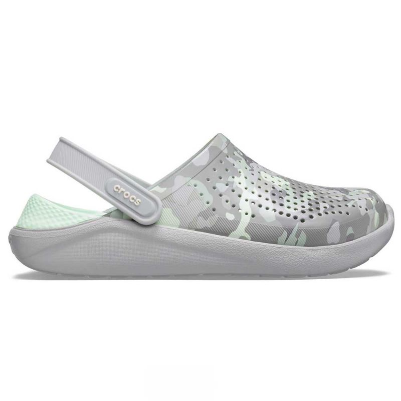 light grey neo mint crocs